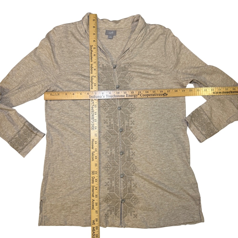J. Jill‎ Womens Beige Embroidered Cotton Button Front Tunic Top Size M - Picture 5 of 8